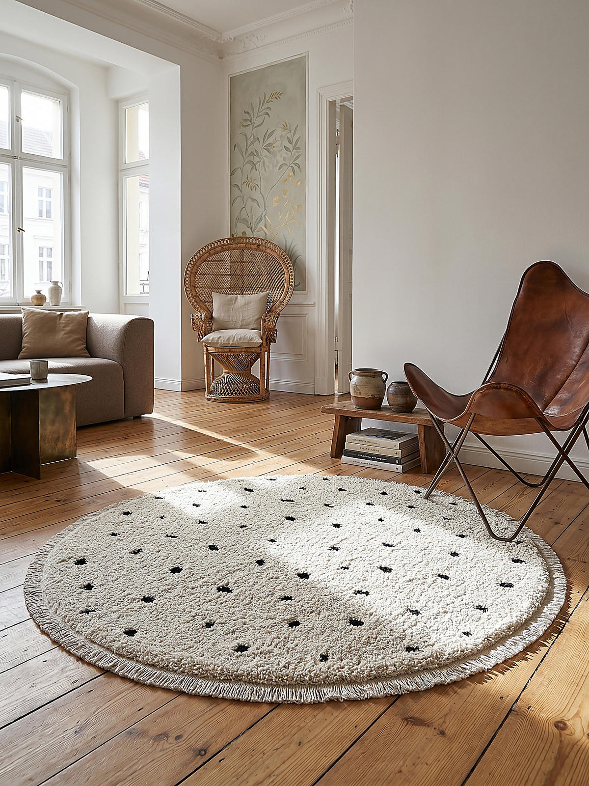 RUNDTEPPICH Abstrakt ATRIO Polypropylen Creme 120 x 120 cm - Beige, Textil (120/120cm) - KADIMA DESIGN
