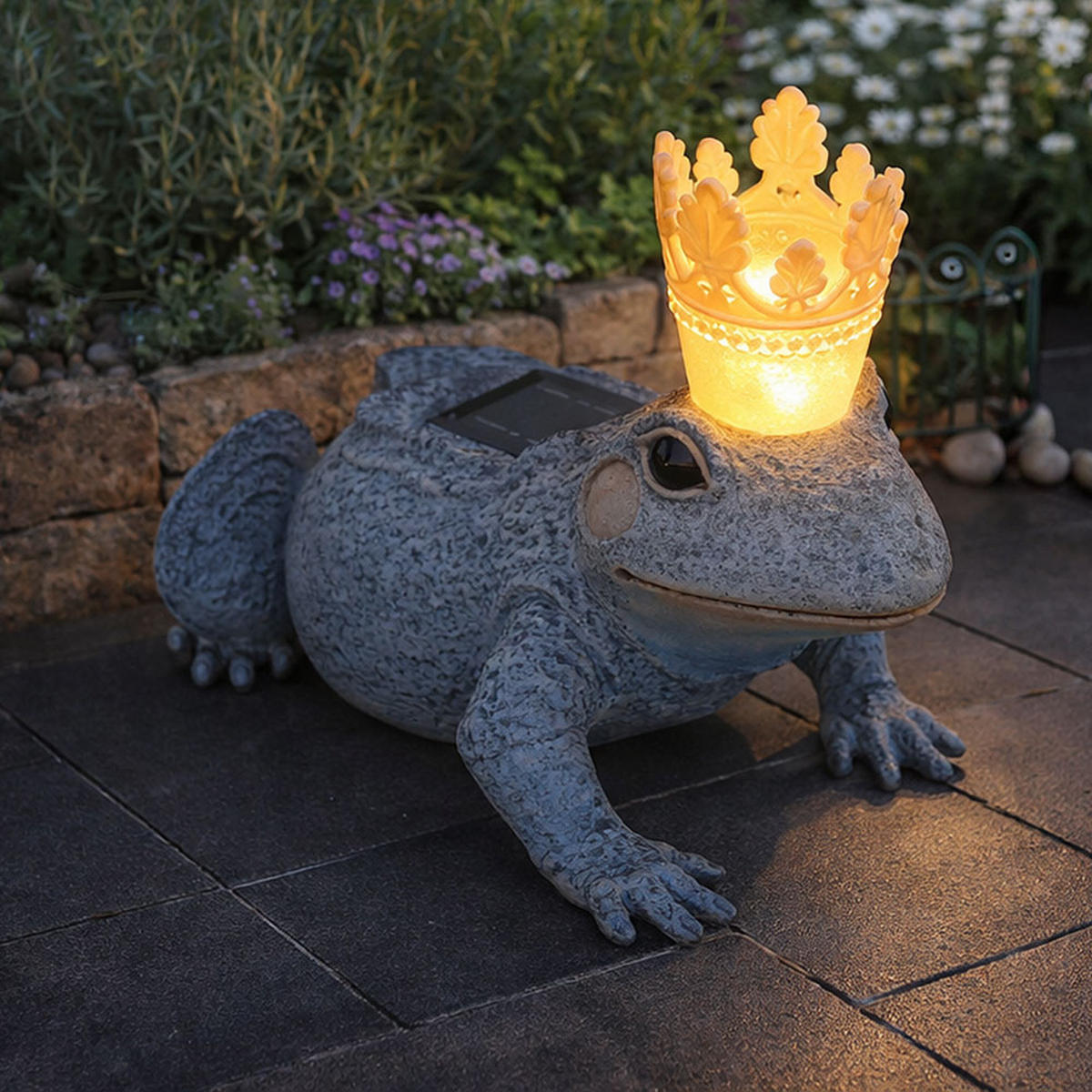 LED AUSSENLEUCHTE Froschkönig Grau Gold - Grau, Kunststoff (31/18/22cm) - Globo Lighting