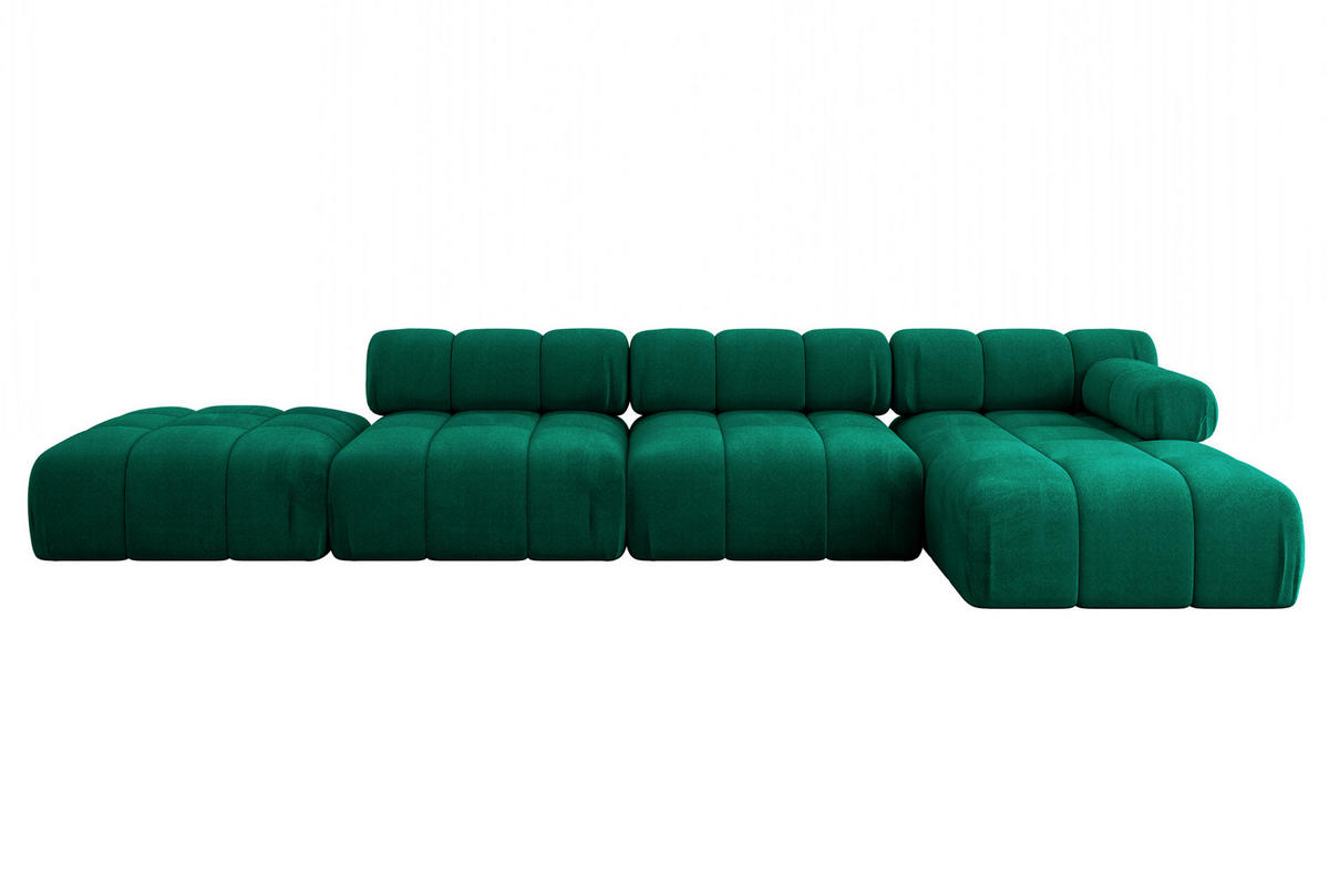 ECKSOFA modulares Sofa Lizur-L2 - 380x160x70 cm Dunkelgrün Velours - Dunkelgrün, Holzwerkstoff/Textil (380/160cm) - ALTDECOR