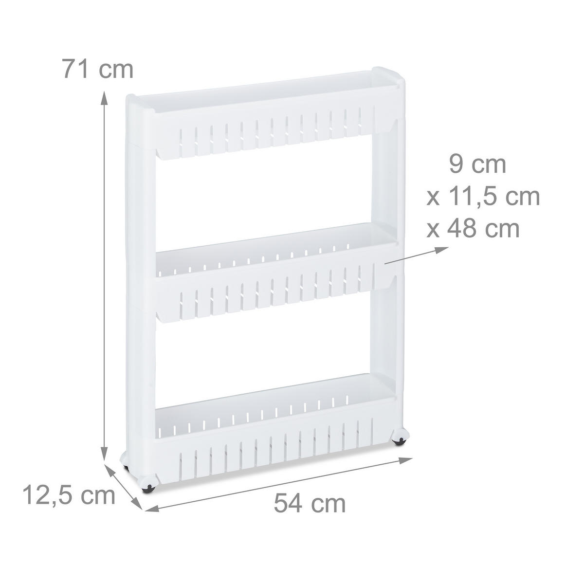NÍZKY vozík - biela, plast (12.5/71/54cm) - Relaxdays