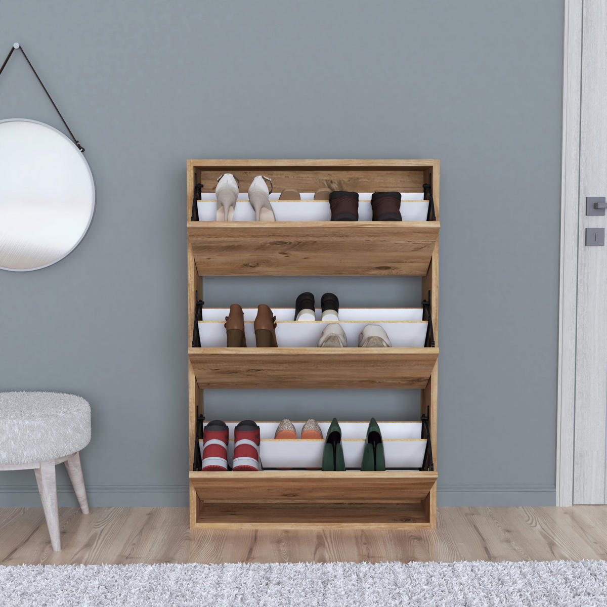 SCHUHKIPPER Aurskog - Eichefarben, Holzwerkstoff (73.5/110/24cm) - [en.casa]