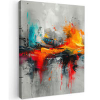 LEINWANDBILD Moderne Kunst - Orange - Grau - Abstrakt 60x80 cm - Hellgrau, Textil (60/80cm) - MuchoWow