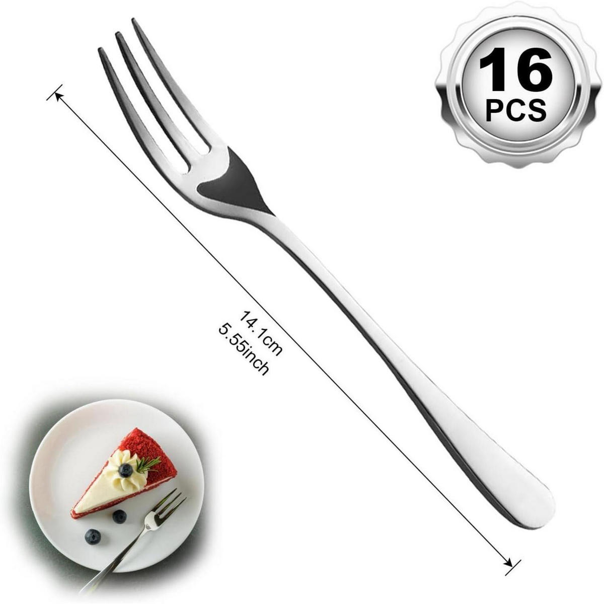 DESSERTGABELN 16-teiliges Set Edelstahl Silber - Silberfarben, Metall