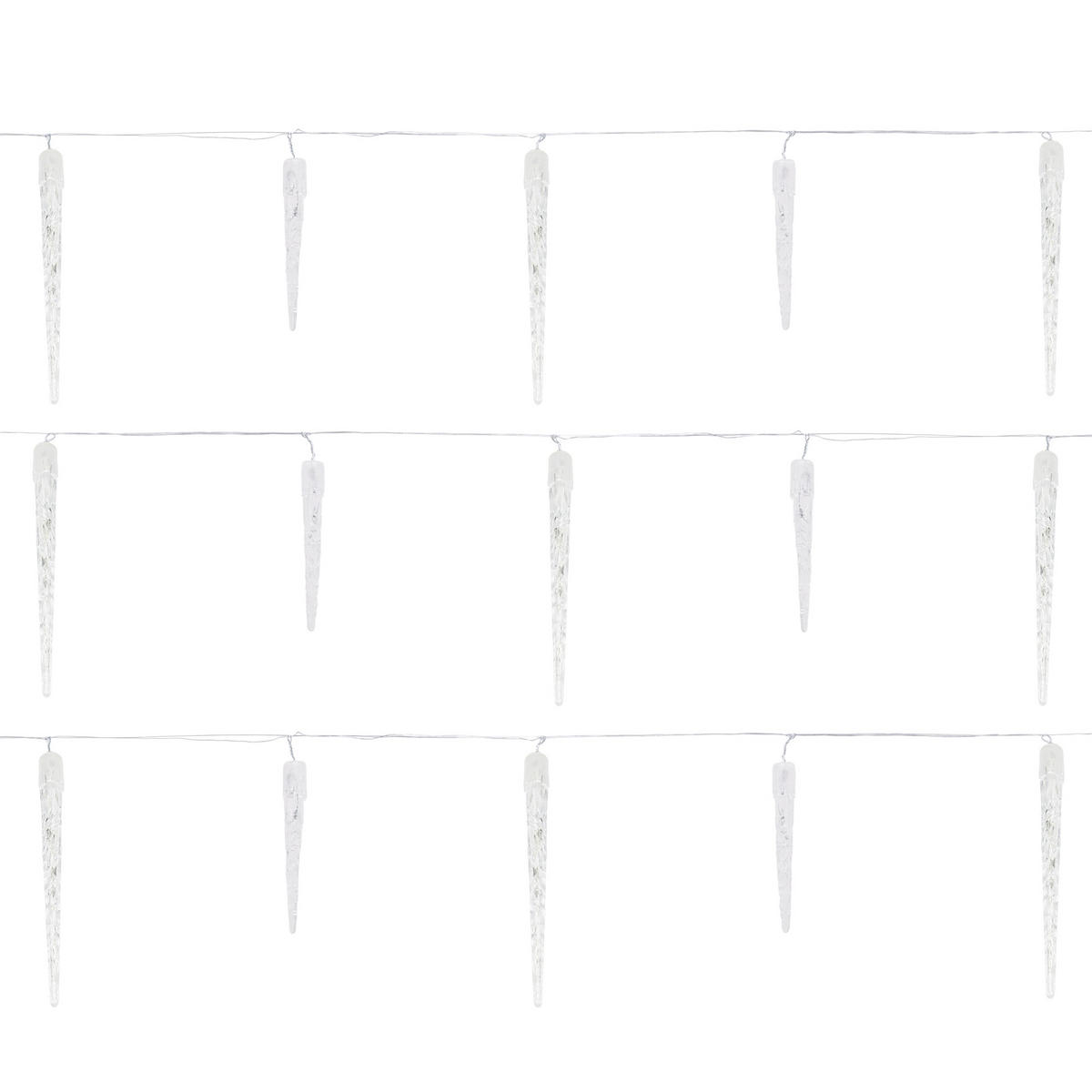 LICHTERKETTE Eiszapfen 690 cm mit 72 LED Kaltweiß - Weiß, Kunststoff (1190cm) - ECD-Germany