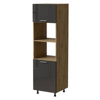 BACKOFENUMBAUSCHRANK Essen D14/RU/60/207 Graphit Hochglanz / Eiche Artisan Matt 60 / 59 / 207cm - Graphitfarben/Eiche Artisan, Holz/Holzwerkstoff (60/207/59cm) - Feldmann-Wohnen