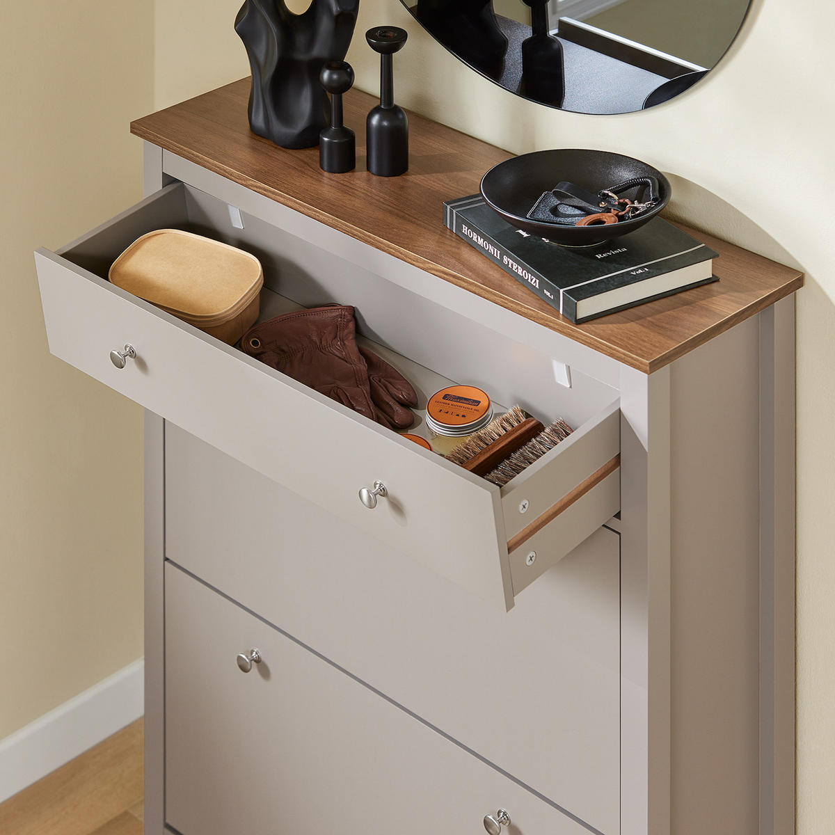 SCHUHSCHRANK Schmal, 80x25x108cm, Hellbraun - Hellbraun, Holzwerkstoff (80/108/25cm) - SoBuy