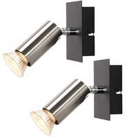 WANDLEUCHTE Metall Silber schwenkbar 2er Set - Schwarz, Metall (10/9/15cm)