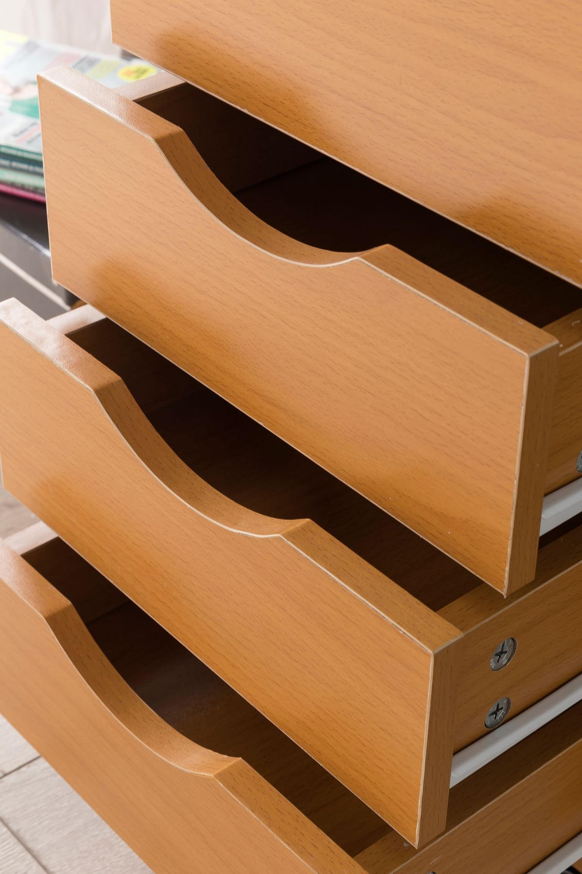 ROLLCONTAINER – Buche, 5 Schubladen, Schreibtischcontainer, Rollen - Schwarz/Braun, Holz/Kunststoff (33/64/38cm) - KADIMA DESIGN