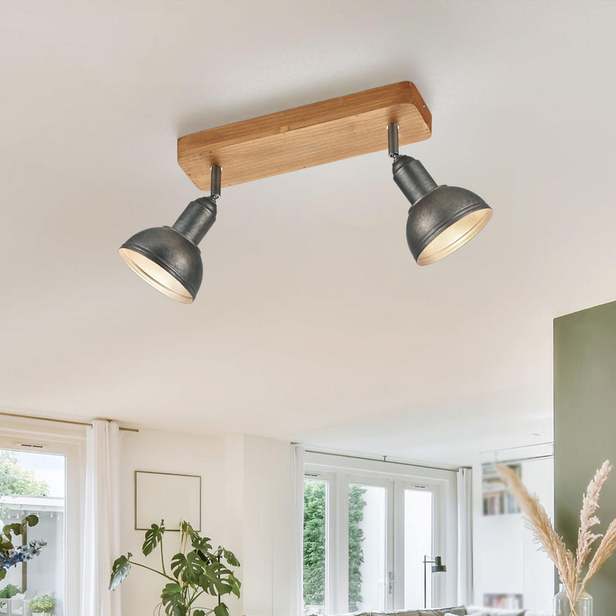 DECKENLEUCHTE Holz Nickel Antik Braun - Braun, Holz (33/11/20cm) - Trio Leuchten