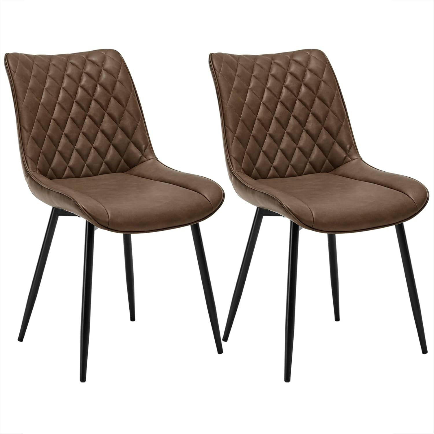 ESSZIMMERSTUHL 2er Set, Polsterstühle mit Rückenlehne - Schwarz/Braun, Metall (46.5/84/42.5cm) - Woltu