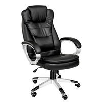 BÜROSTUHL Zulu,einstellbare Wippfunktion,schwarz - Schwarz, Leder (53/55/53cm) - tectake