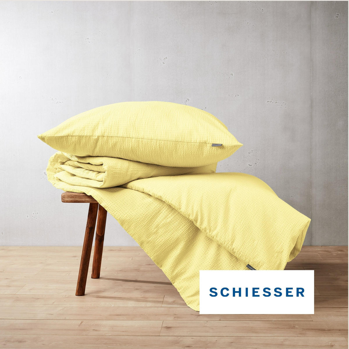 BETTWÄSCHESET Laura - Baumwoll Seersucker - 2-teilig - 135x200 cm - Hellgelb - Hellgelb, Textil (135/200cm) - SCHIESSER
