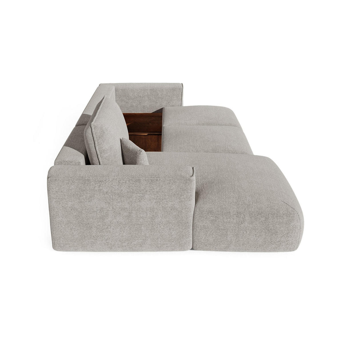 LINKSECK-SCHLAFSOFA mit Stauraum COMO Bouclé-Stoff Hellgrau 297cm - Hellgrau/Grau, Textil (297/167cm) - Premium Interiors