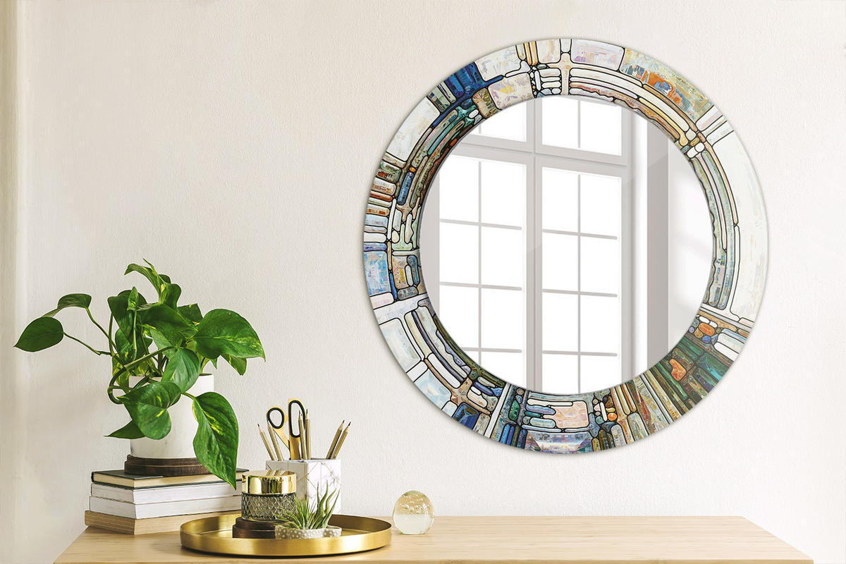 SPIEGEL Ø50 cm Rund mit Aufdruck - Perlmutt, Glas (50/50/0.4cm) - TULUP