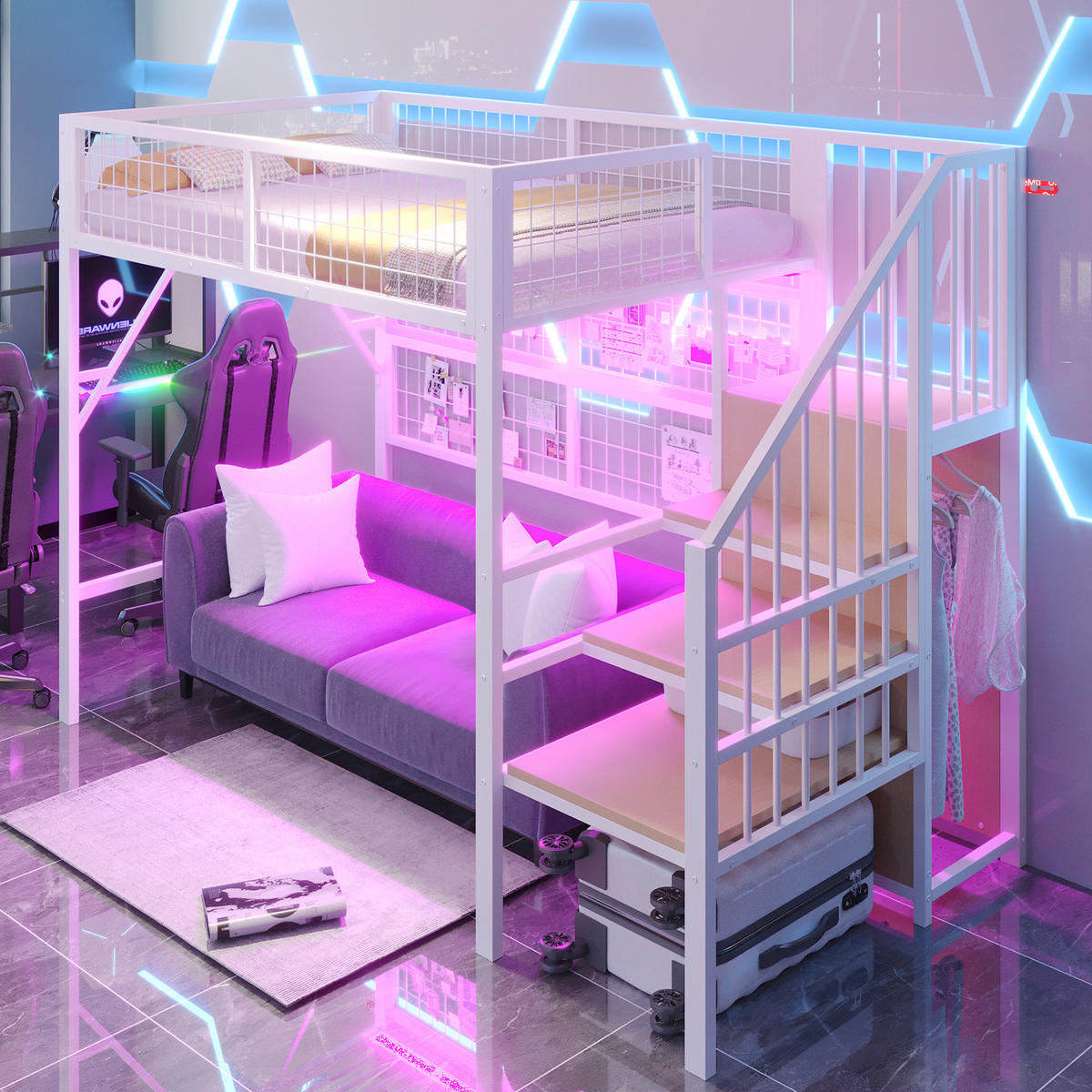 HOCHBETT Metall 90/200 cm Schwarz, Weiß - Weiß, Metall - Raumix