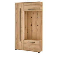 KOMPKATGARDEROBE Evoke Eiche 111 x 200 cm, Garderobe mit Soft-Close - Eichefarben/Schwarz, Holzwerkstoff/Kunststoff (111/200/37cm) - Furn.Design
