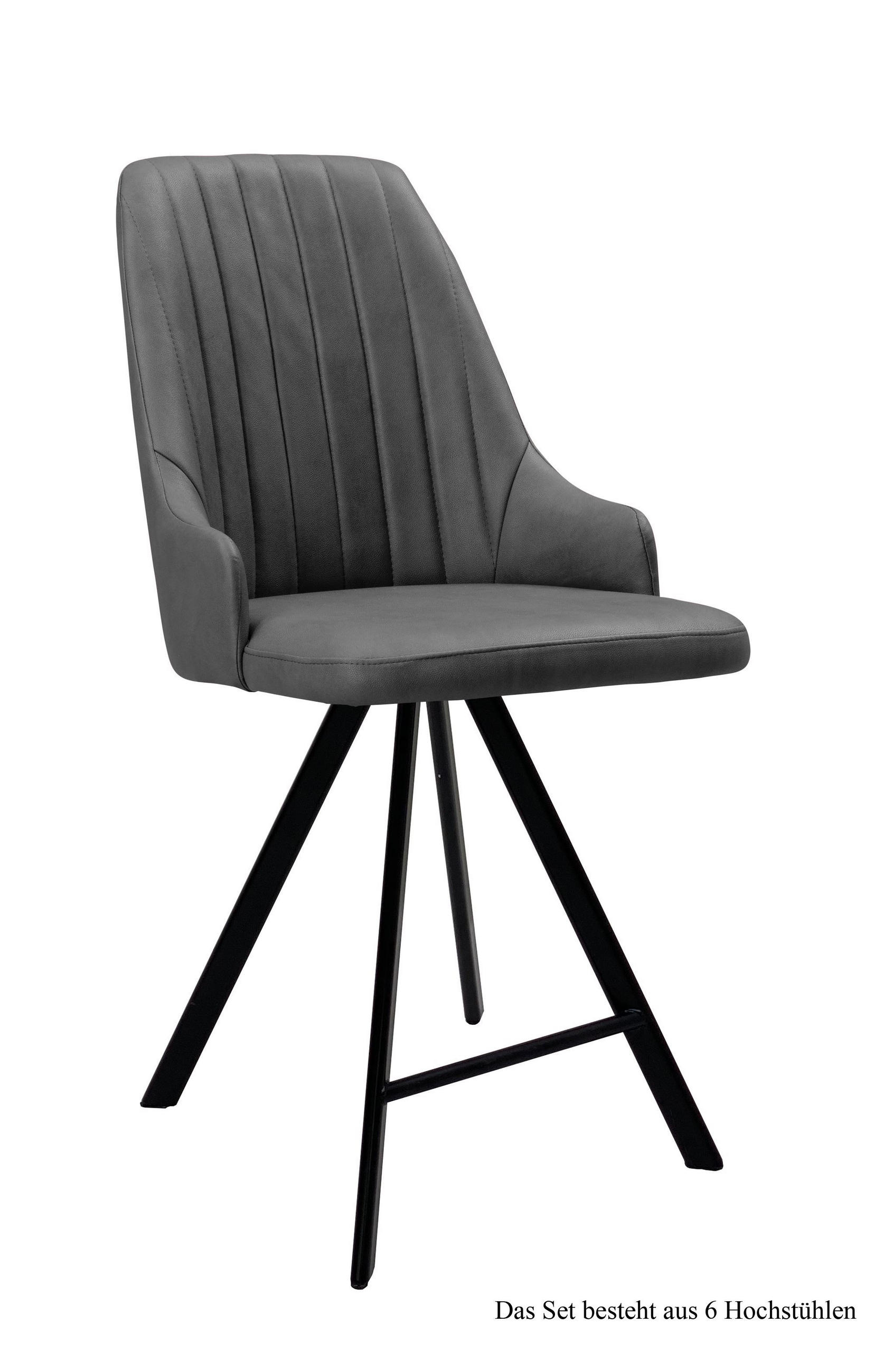 THEKENSTUHL drehbar (6er-Set) Diannah 52x108x60 Schwarz/Grau - Schwarz/Grau, Kunststoff (60/108/52cm) - 58aufmkessel