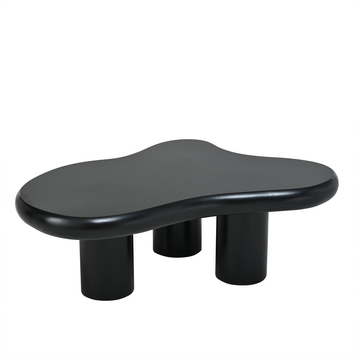 COUCHTISCH Wolkenform 97/67/32 cm Schwarz aus MDF mit Filzgleitern lackiert - Schwarz, Holzwerkstoff (97/67/32cm) - OKWISH