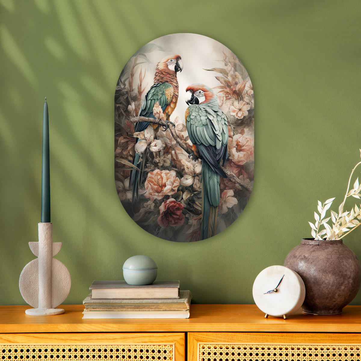 WANDBILD Papageien - Vögel - Natur - Blumen 40x60 cm - Baltimorefarben, Kunststoff (40/60cm) - MuchoWow