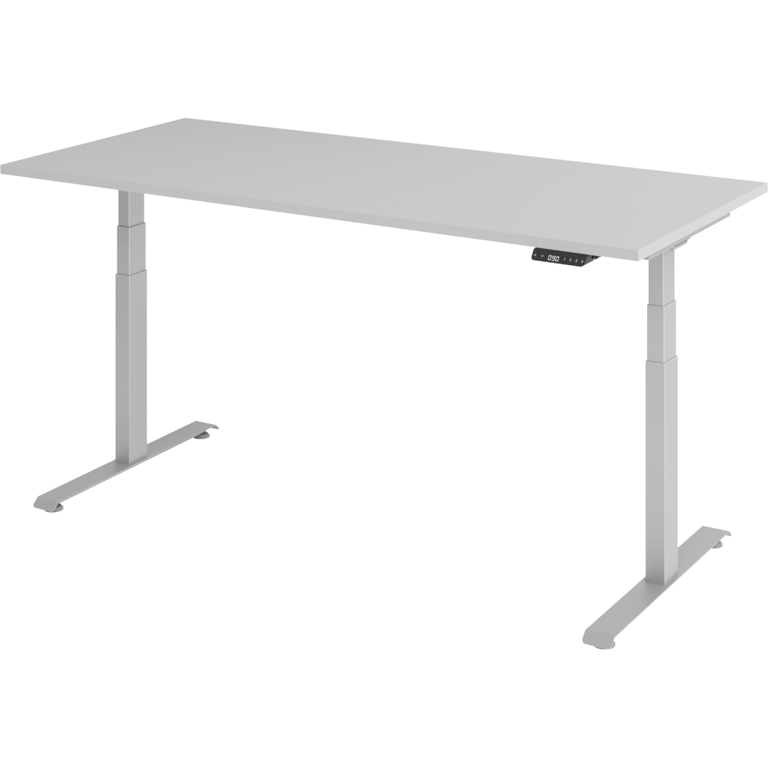 bümö Schreibtisch Grau, Silber 180x74x80 cm