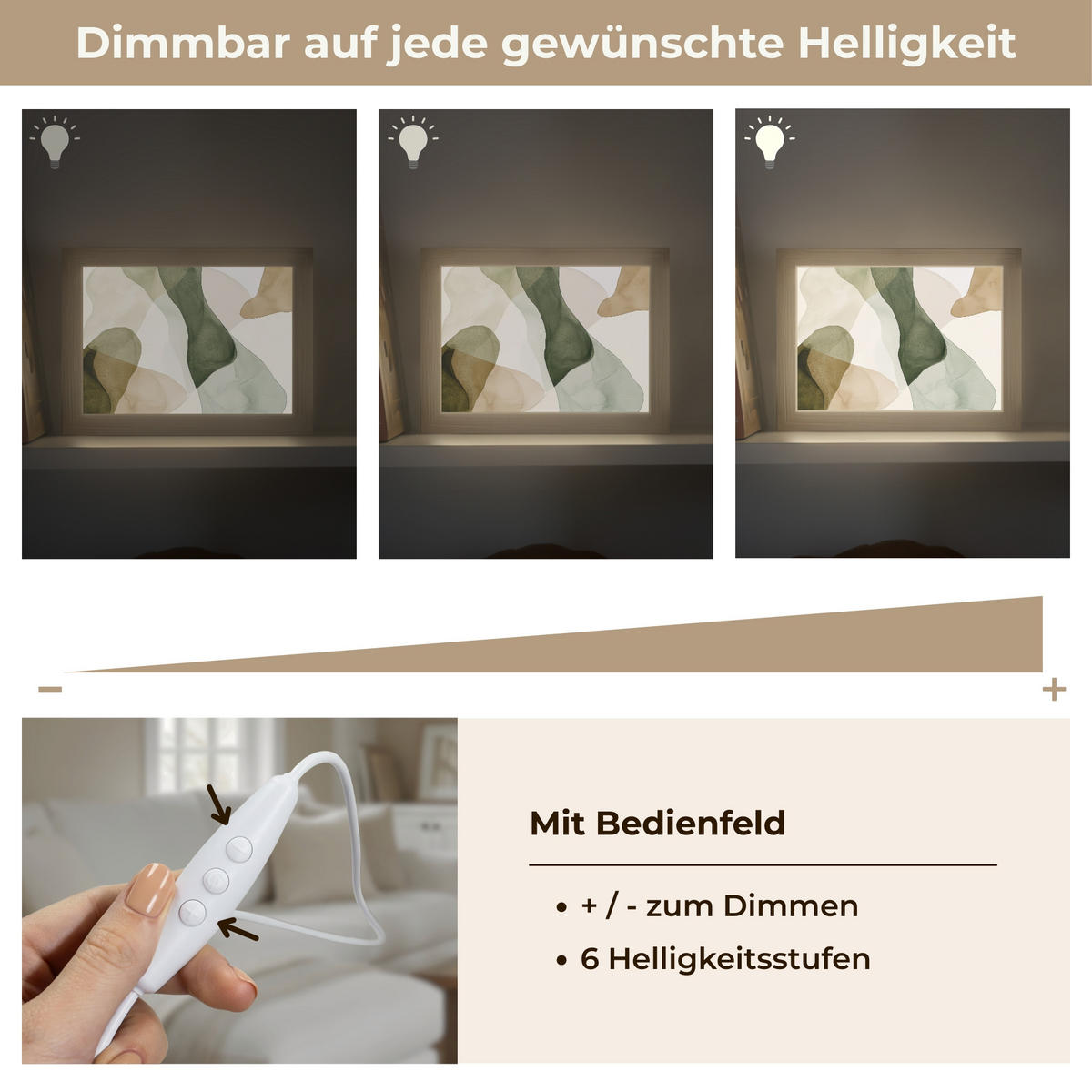 TISCHLEUCHTE Japandi - Abstrakt - Grün 20x15 cm - Buchefarben, Holzwerkstoff (8/20/15cm) - OnlyWow