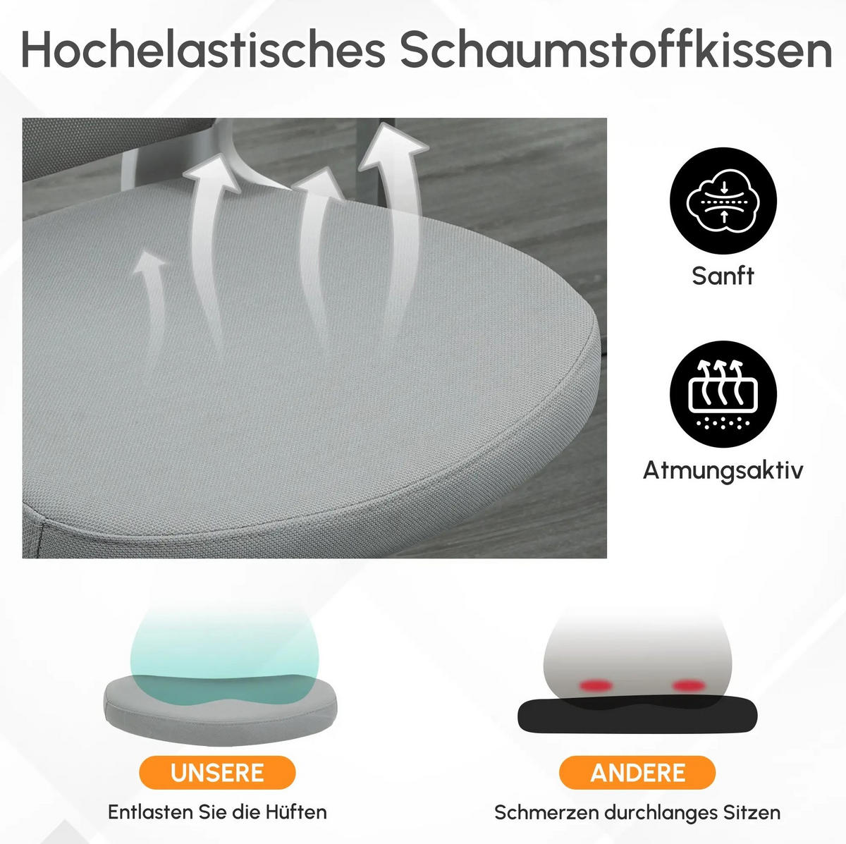 DREHSTUHL 65/64/114-122 cm in Grau mit Kopfstütze und Wippfunktion - Grau, Kunststoff (64/122/65cm) - Flora Grace