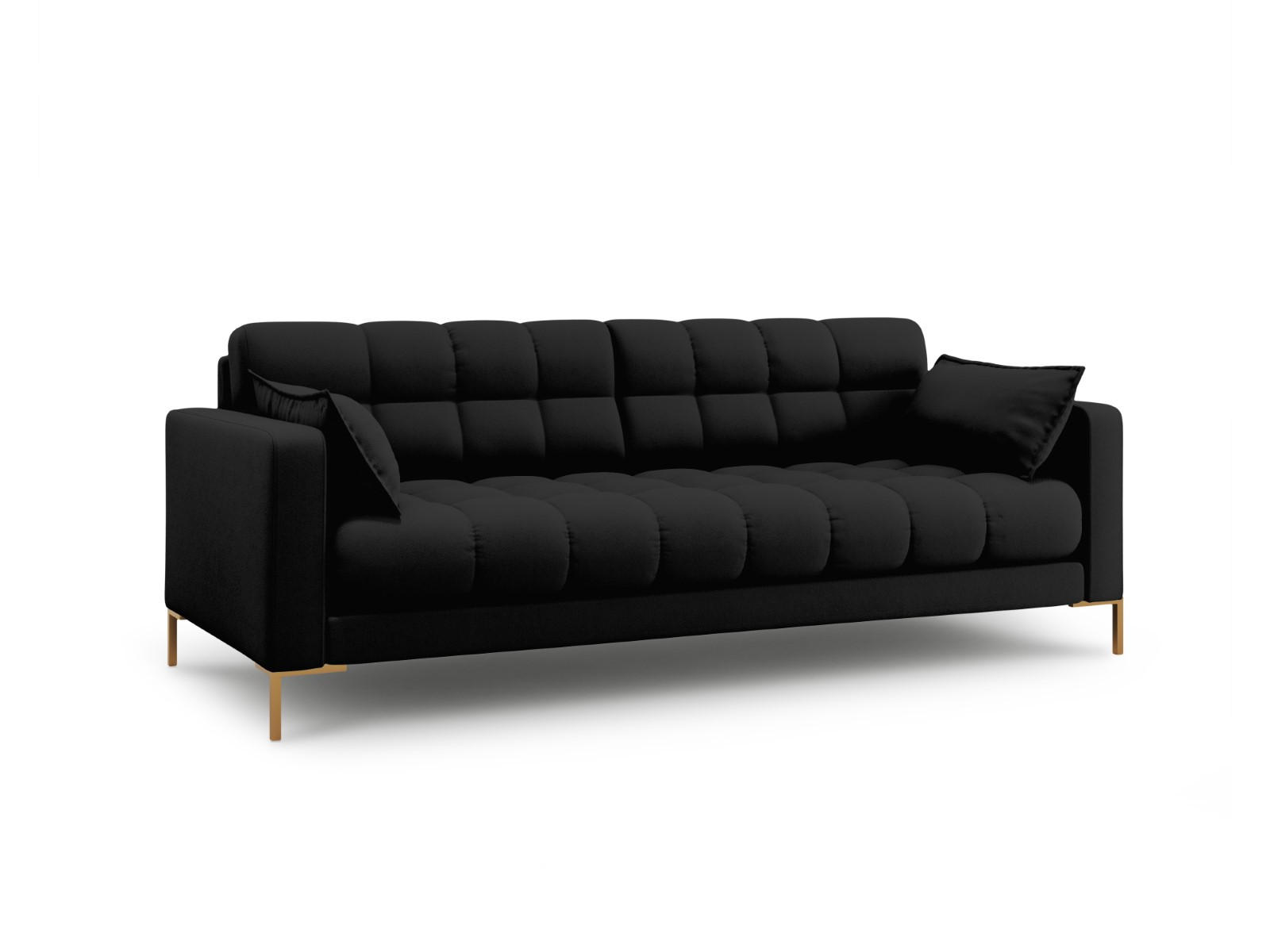 SOFA Mamaia aus strukturiertem Stoff schwarz 3 Sitzplätze - Schwarz, Textil (92/75/177cm) - Micadoni