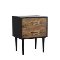 NACHTTISCH 51 cm Vintage Braun – Nachtkonsole Industrial mit 2 Schubladen & Massivholzbeinen - Braun, Holzwerkstoff (51/66/38cm) - Urban Meuble
