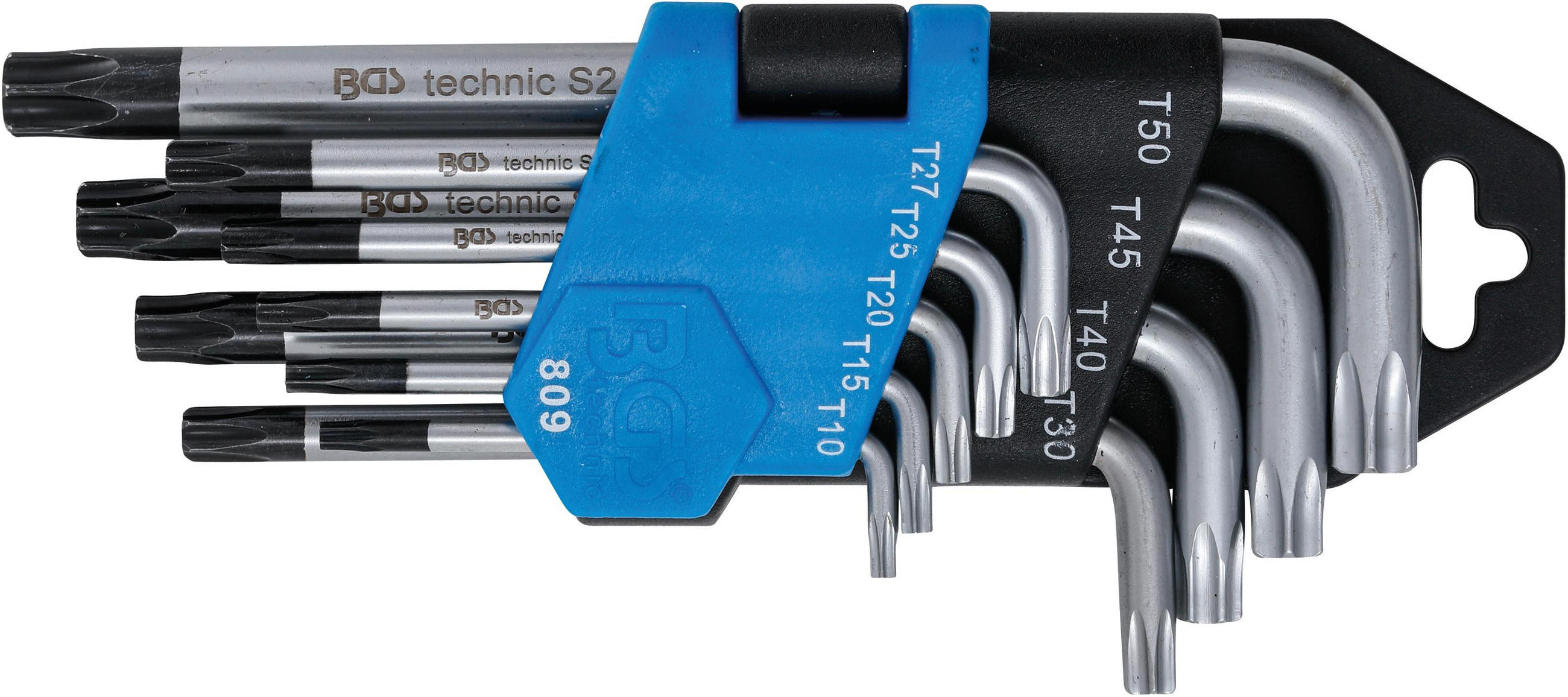 WINKELSCHLÜSSEL-SATZ | KURZ | T-PROFIL (FÜR TORX) MIT BOHRUNG T10 - - Multicolor, Kunststoff/Metall (1/1cm) - BGS technic