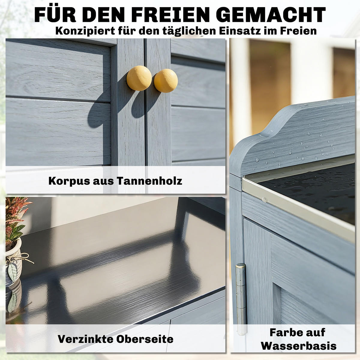 PFLANZTISCH DE-09247 Hellgrau - Hellgrau, Holz (104/44/140cm) - ComfortXL