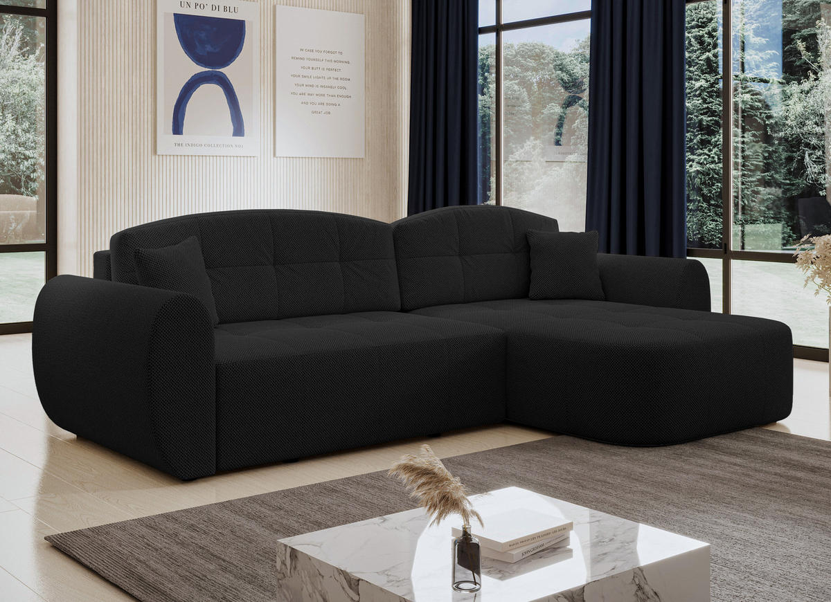 ECKSOFA L Form Nubio Schwarz 282/170/91 cm – modernes Sofa fürs Wohnzimmer - Schwarz, Kunststoff/Textil (282/170cm) - AX Living