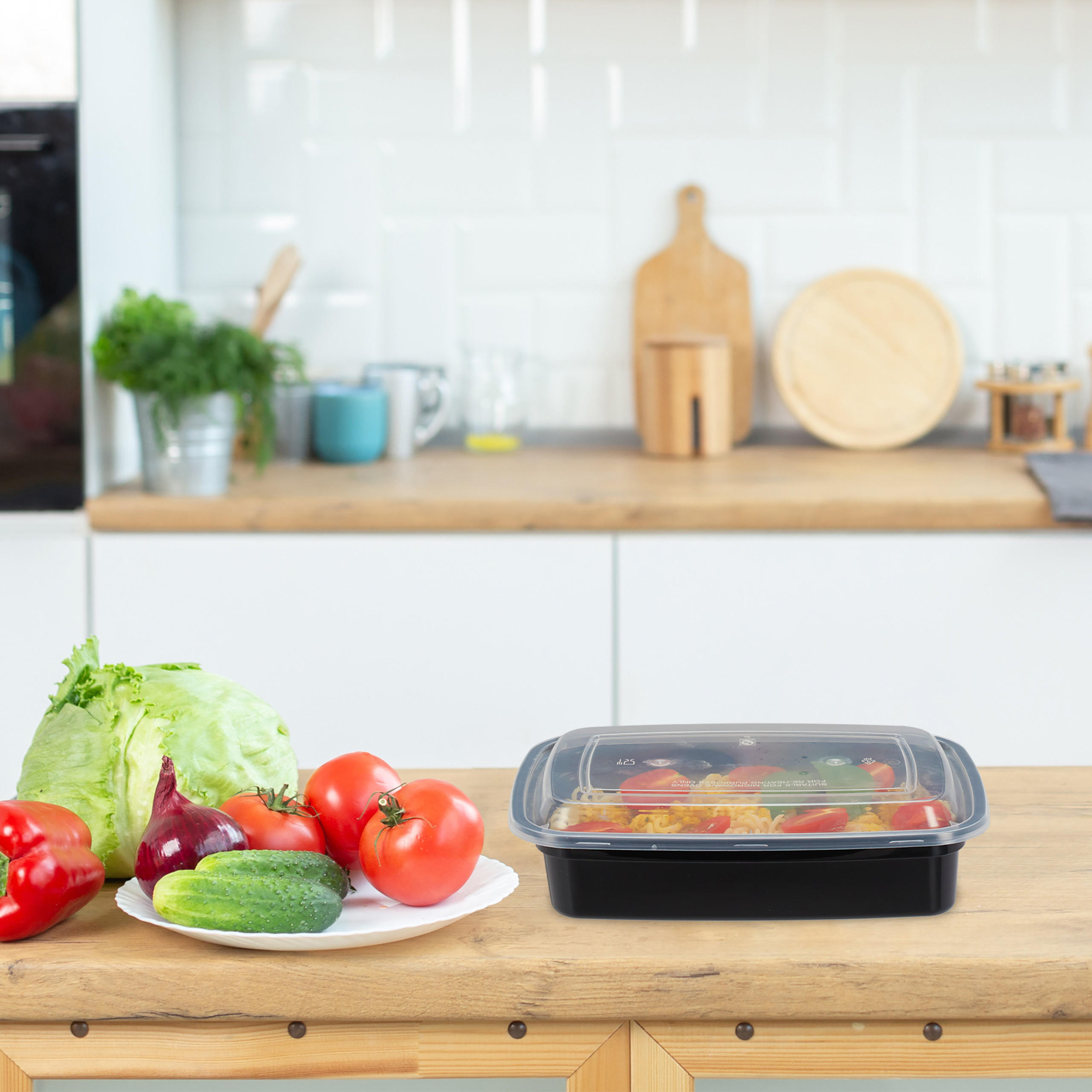 10XMEAL-PREP-BOXEN - Schwarz, Kunststoff - Relaxdays