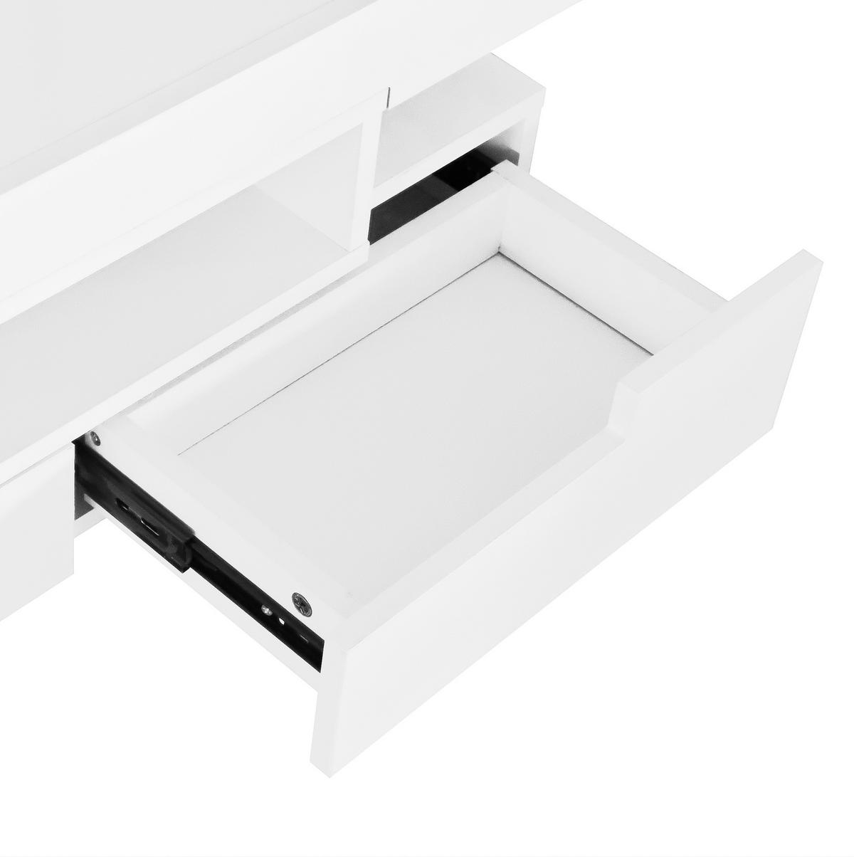 COUCHTISCH 80/50/36 cm hochglänzend mit LED-Beleuchtung und 4 Schubladen - Weiß, Holzwerkstoff (80/50/36cm) - Flora Grace