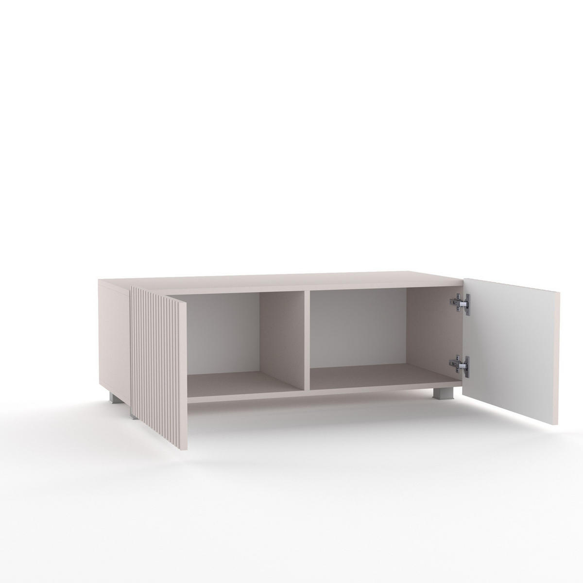 TV-LOWBOARD Kolder 100 cm Kaschmir mit geriffelten Fronten - Kaschmir/Silberfarben, Holzwerkstoff/Kunststoff (100/38/43cm) - Ravio