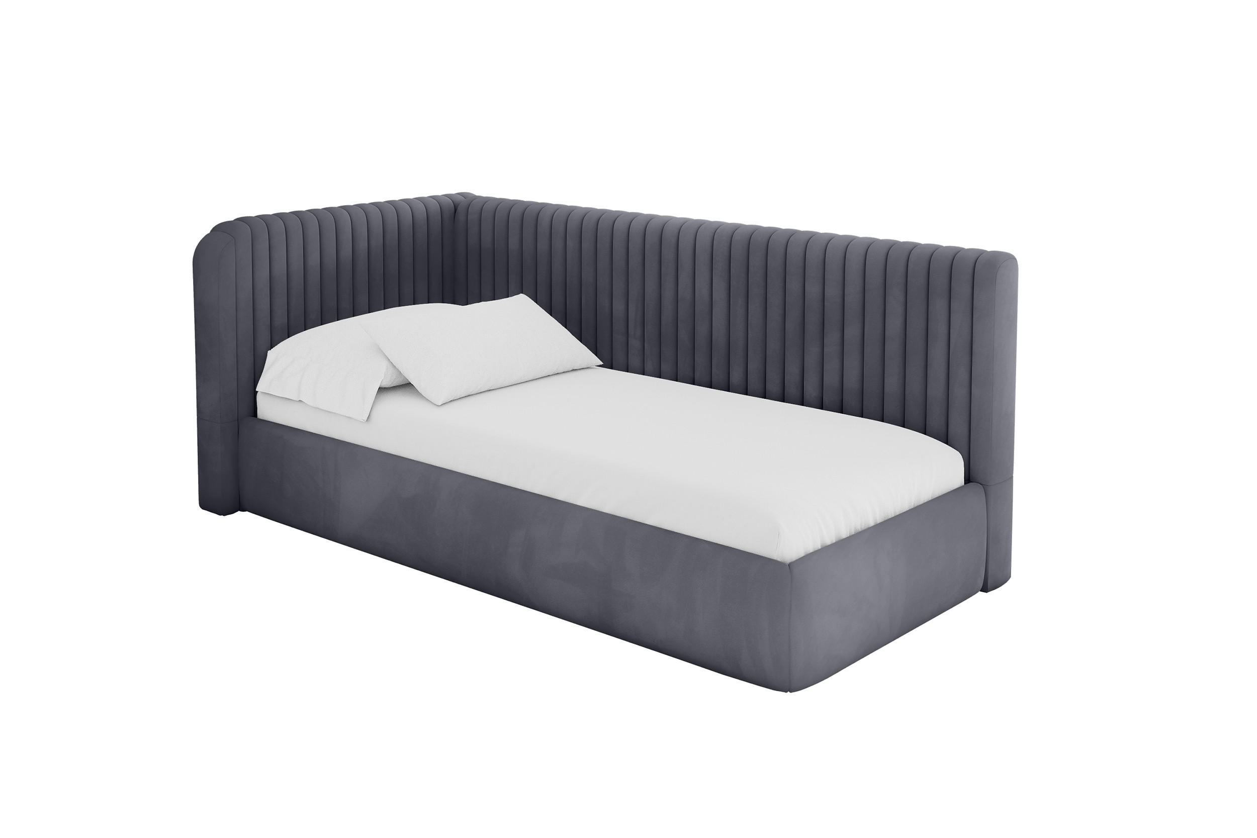 ALTDECOR JEDNOLŮŽKOVÁ POSTEL pro mládež s úložným prostorem a matrací H3/H4, vpravo - AURY 100x200 tmavě šedá