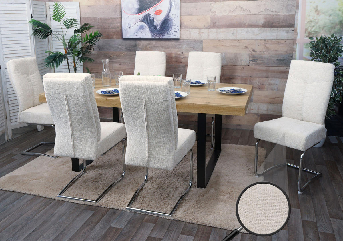 ESSZIMMERSTUHL Cremeweiß 6er-Set - Weiß, Textil (46/105/60cm) - MCW