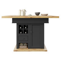 AUSZIEHBARER Esstisch aus MDF mit Stauraum, 110-140/80/75 cm, Schwarz/Natur - Schwarz, Holzwerkstoff (110/80/75cm) - Redom