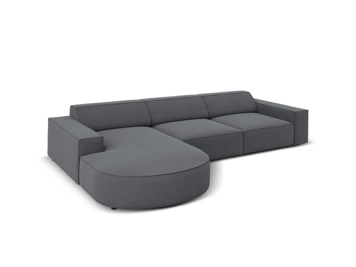 ECKSOFA links Jodie aus strukturiertem Stoff dunkelgrau 4 Sitzplätze - Dunkelgrau, Textil (166/284cm) - Micadoni
