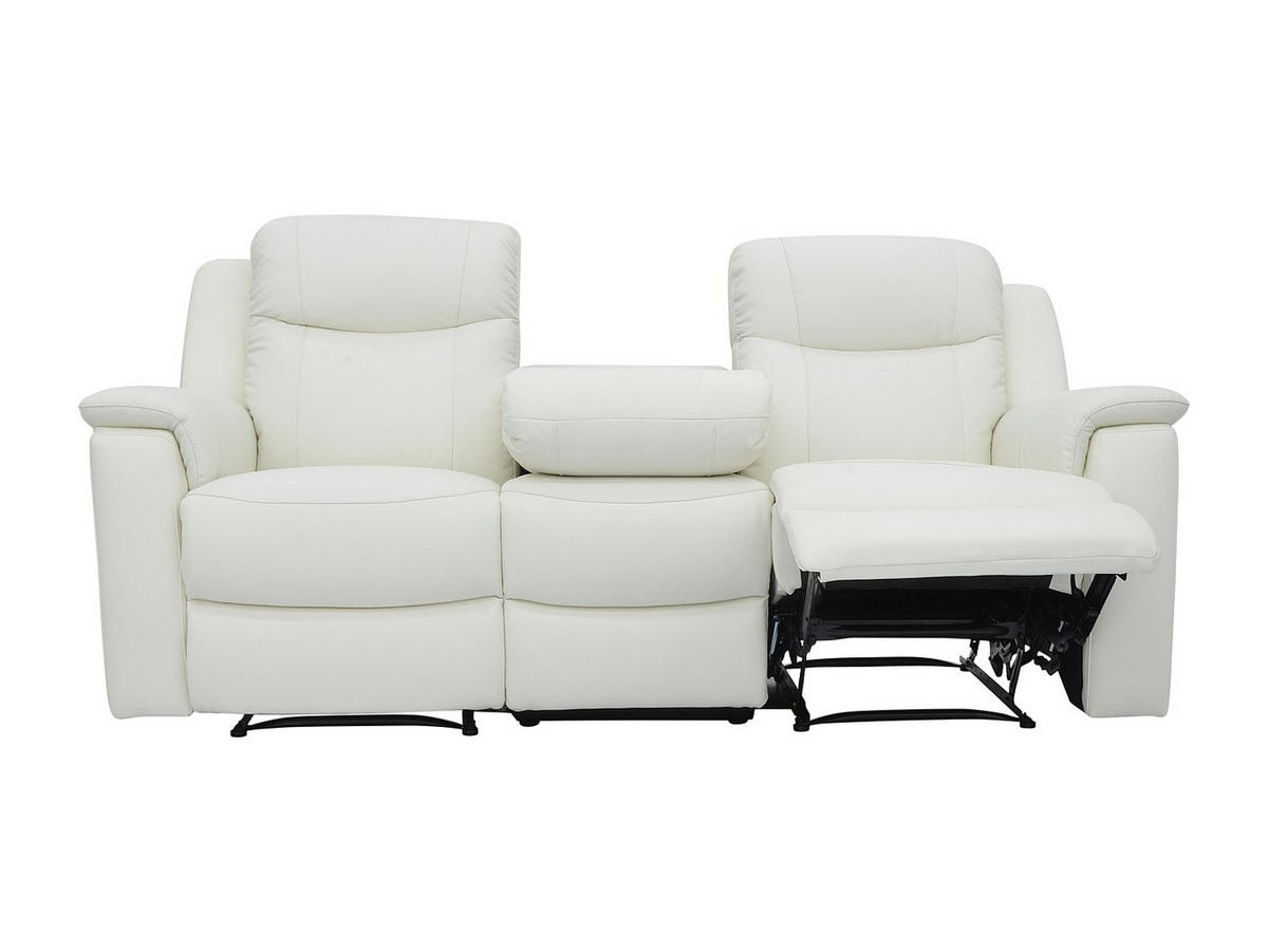 COUCHGARNITUR - 5 Personen - leder - elfenbeinfarben Evasion - Weiß, Leder (205/100/96cm) - Vente-Unique