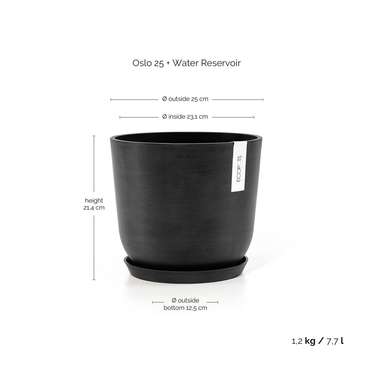 BLUMENTOPF mit Wasserreservoir Oslo 25/21,4 cm Dunkelgrau - Dunkelgrau, Kunststoff (25/21.4cm) - Ecopots