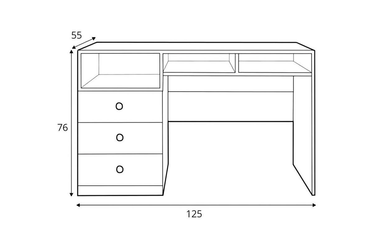 JUGENDZIMMER-SET POKO B 4-teilig in Biskuiteiche / Weiß Lux / Grau - Eichefarben/Weiß, Holzwerkstoff (250/190/55cm) - Deine Möbel 24