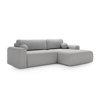 ECKSOFA Aurora Hellgrau, mit Schlaffunktion in Lambi Stoff, rechte seite - Hellgrau, Holzwerkstoff/Textil (257/177cm) - Bettso