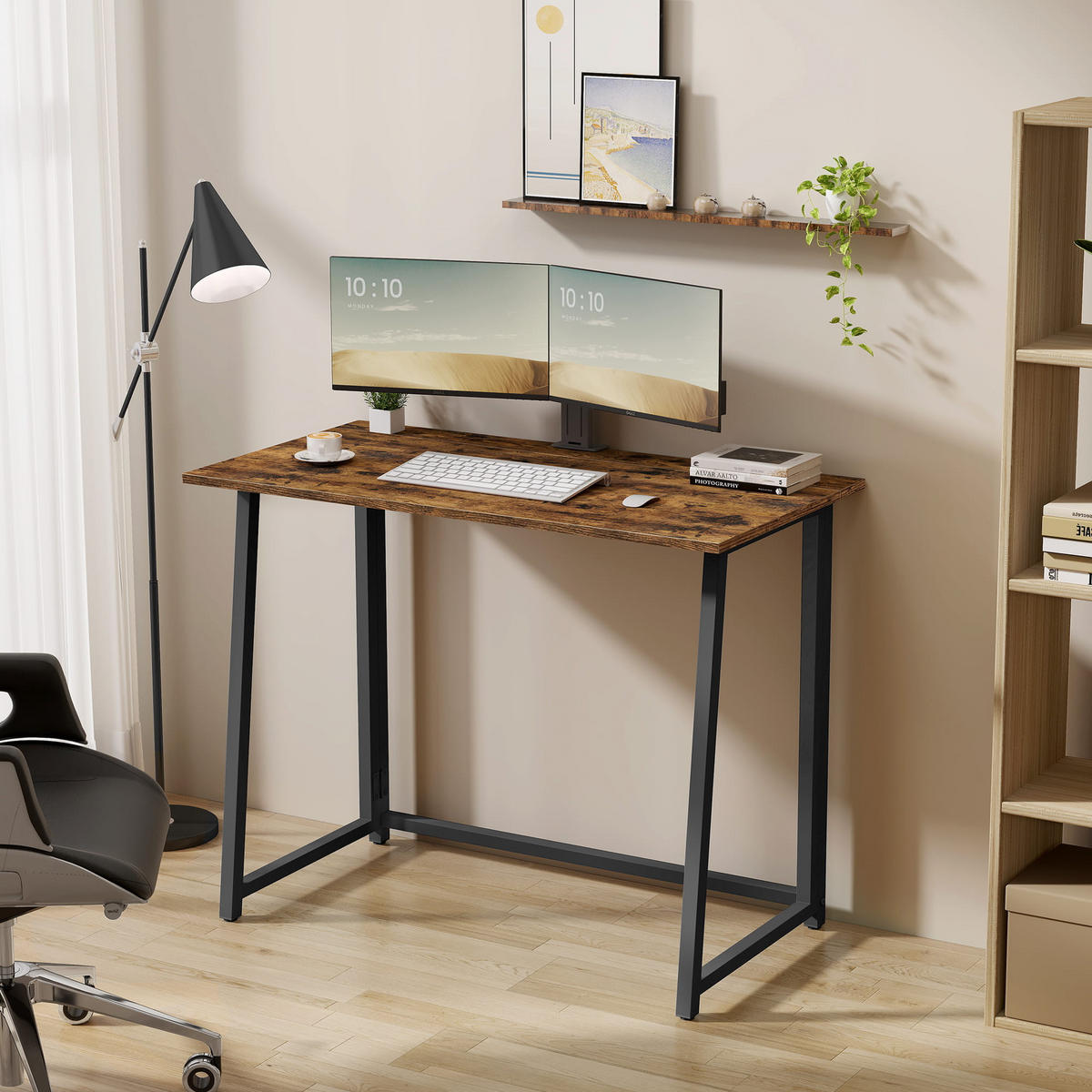 SCHREIBTISCH in rustikal mix schwarz - Braun, Holzwerkstoff (80/40/75cm) - Home Collective
