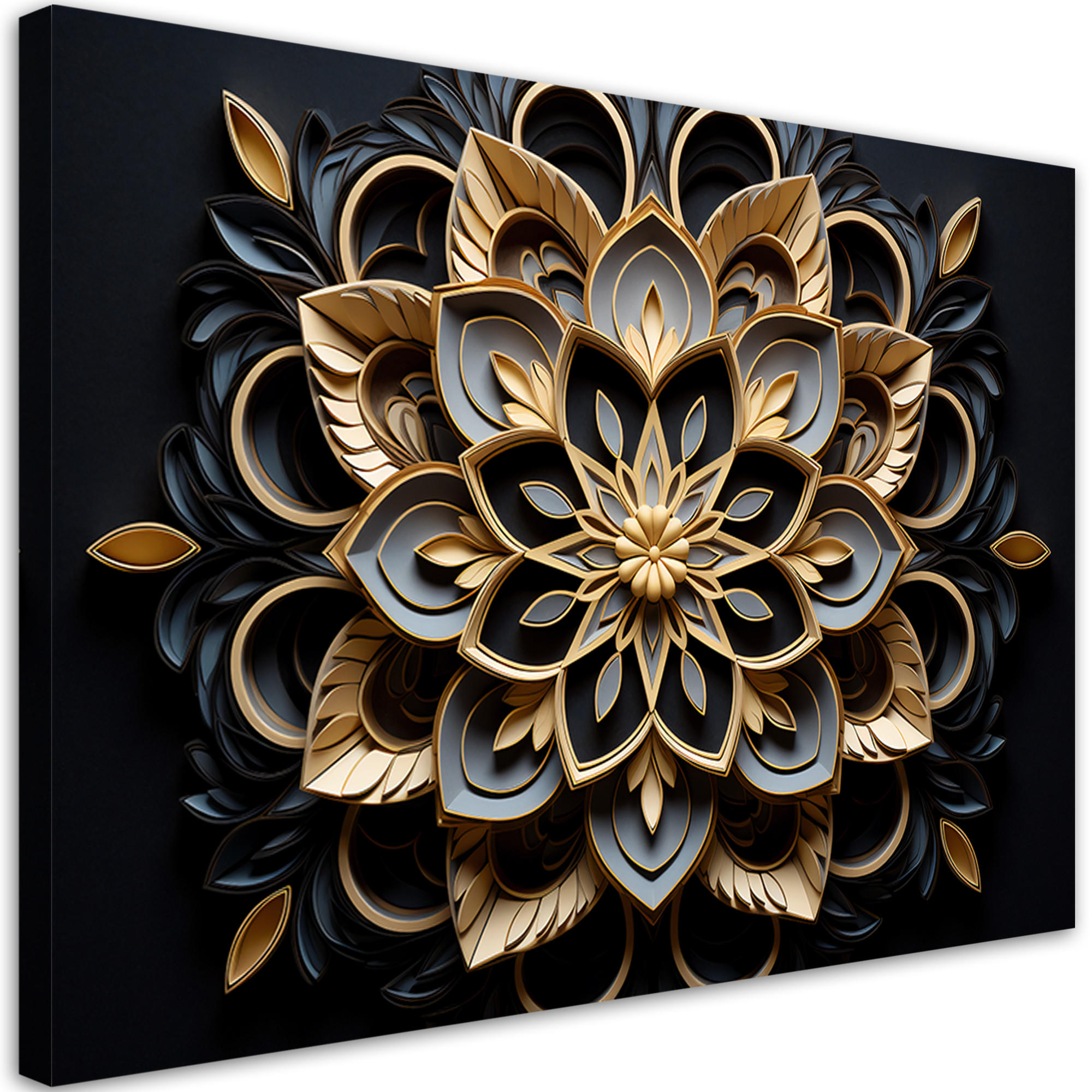 WANDBILD für büro 3d blumen ai - Blau, Textil (60/40cm) - Feeby