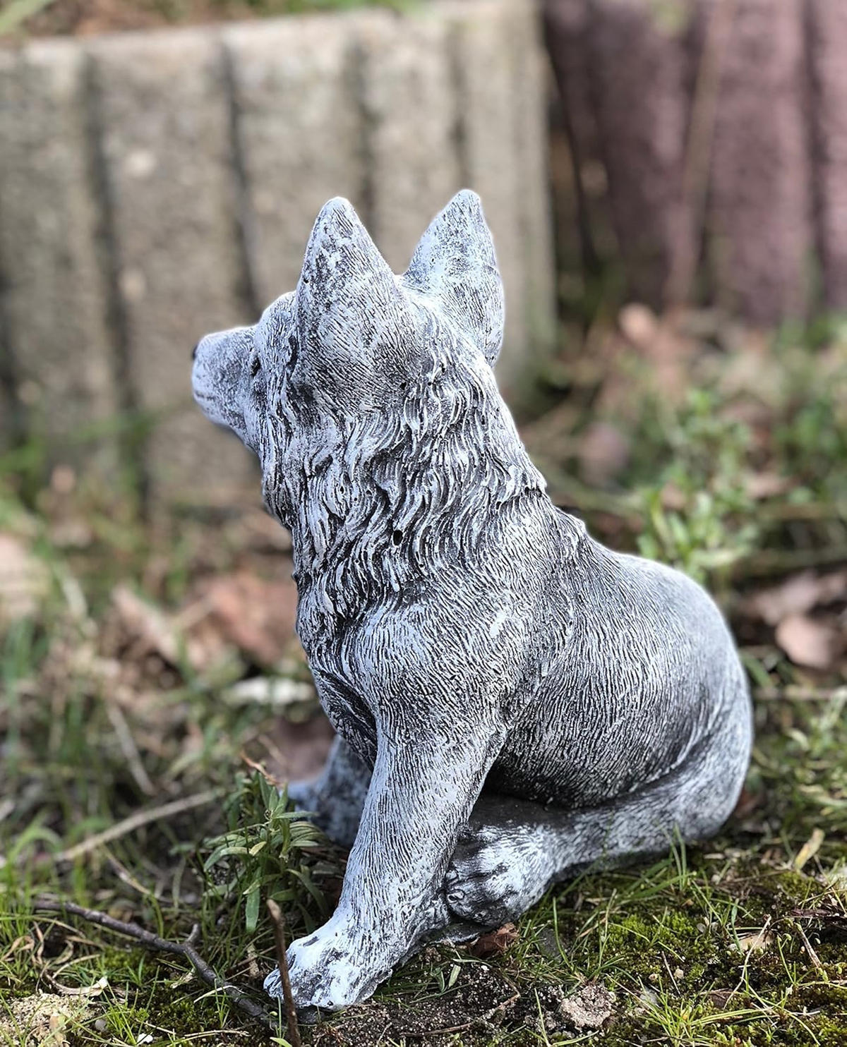 STEINFIGUR Schäferhund frostfest wetterfest massiver Steinguss - Grau, Stein (17/19/13cm) - stoneandstyle