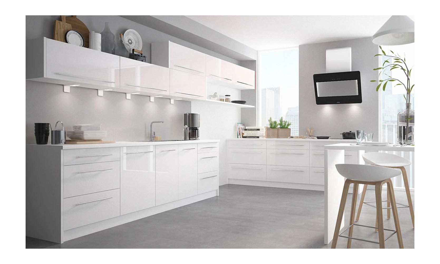 KÜCHENLEERBLOCK Brerra Cdb verkehrsweiß lackiert / weiß matt 13-teilig - Weiß, Holzwerkstoff (490/168/50cm) - Feldmann-Wohnen