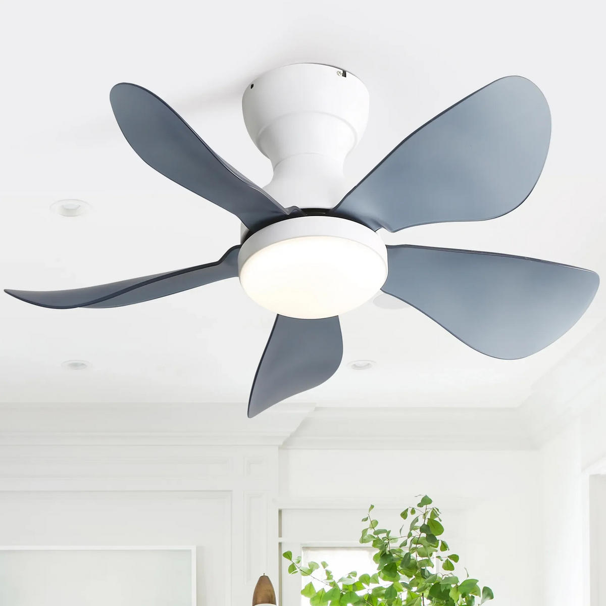 DECKENLEUCHTE mit Ventilator 29-Zoll, 6-Gang, Fernbedienung, Weiß - Weiß, Kunststoff (73/73/20cm) - Kaket