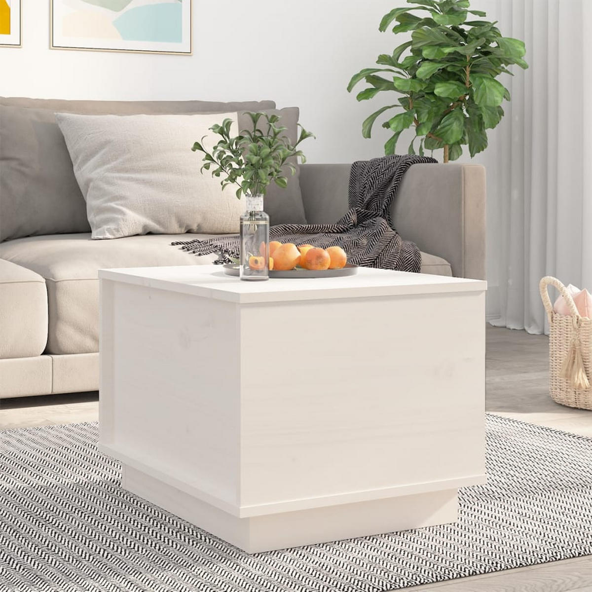COUCHTISCH Weiß 40x50x35 cm Massivholz Kiefer - Weiß, Holz (40/50/35cm) - furnicato