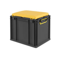EUROBOX NextGen Seat Box Gelb, HxBxT 36,5x30x40cm, 30 Liter, Griffe geschlossen, Schwarz - Schwarz, Kunststoff (30/36.5/40cm) - PROREGAL