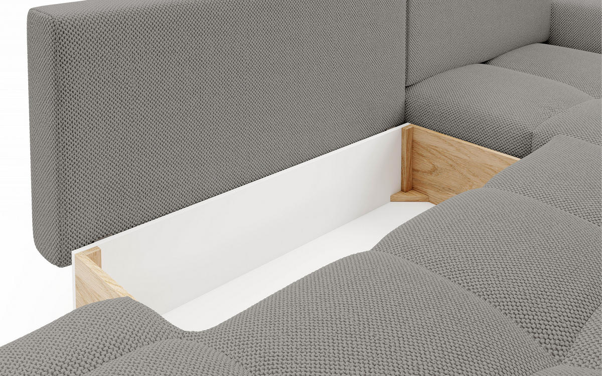 ECKSOFA L Form Hosio Grau 286/177/88 cm Rechts mit Schlaffunktion - Schwarz/Grau, Kunststoff/Textil (286/177cm) - AX Living